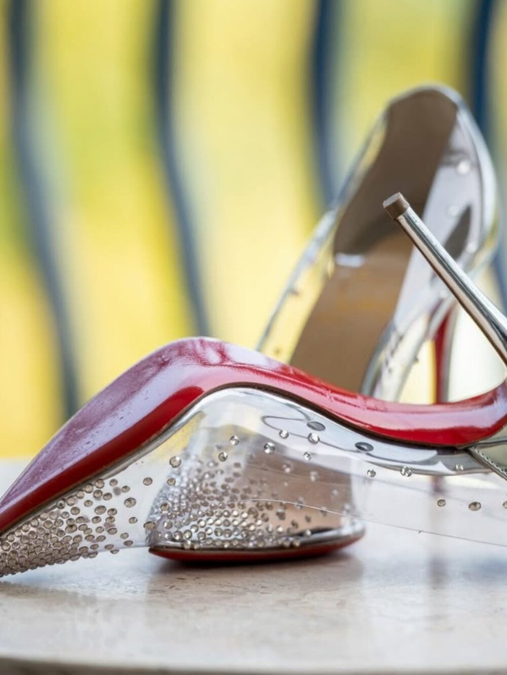 Christian Louboutin Crystal Clear PVC Pointed Toe Heels 34.5 Bridal
